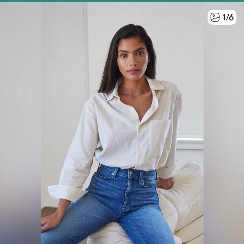 AYR | The Deep End Cream Corduroy Button Front Shirt XS